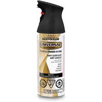 Peinture-&eacute;mail et couche de fond Universal, Noir fermette, Mat, Canette a&eacute;rosol NRZ Safety Inc.