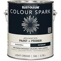 Peinture int&eacute;rieure pr&eacute;teint&eacute;e + appr&ecirc;t mural Colour Spark, Coton blanc, Semi-brillant, 3,78 L, Gallon NRZ Safety Inc.