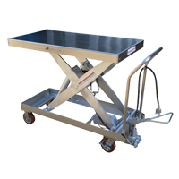 Pneumatic Hydraulic Scissor Lift Table, Stainless Steel, 47-1/2" L x 24" W, 2000 lbs. Cap. NRZ Safety Inc.