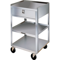Stainless Steel Equipment Stands, 300 lbs. Capacity, Stainless Steel, 16-3/4" x W, 30-1/8" x H, 18-3/4" D, 1 Drawers NRZ Safety Inc.