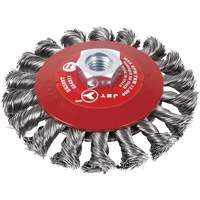 Knot Twisted Conical Bevel Brush, 6" Dia., 0.02" Fill, 5/8"-11 Arbor, Steel NRZ Safety Inc.