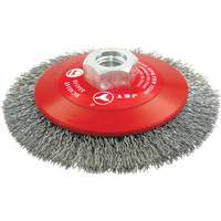 High-Performance Bevel Crimped Conical Brush, 4-1/2" Dia., 0.014" Fill, 5/8"-11 Arbor, Steel NRZ Safety Inc.