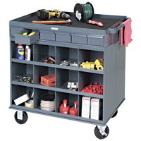 Poste de travail &agrave; deux c&ocirc;t&eacute;s mobile et robuste, 1200 lb Capacit&eacute;, Acier, 34" x la, 34" x ha, 24" p, Enti&egrave;rement soud&eacute;, 6 tirroirs NRZ Safety Inc.