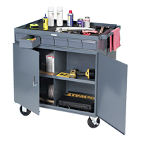 Poste de travail &agrave; deux c&ocirc;t&eacute;s mobile et robuste, 1200 lb Capacit&eacute;, Acier, 34" x la, 34" x ha, 24" p, Enti&egrave;rement soud&eacute;, 6 tirroirs NRZ Safety Inc.