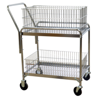 Chariot de bureau en treillis m&eacute;tallique pour le courrier, 200 lb Capacit&eacute;, Chrome, 20" p x 33" la x 37-1/2" h, Chrom&eacute; NRZ Safety Inc.