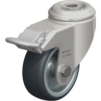 Stainless Steel Thermoplastic Elastomer Caster, Swivel with Brake, 3-1/8" (79.5 mm) Dia., 220 lbs. (100 kg.) Capacity NRZ Safety Inc.