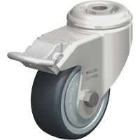 Stainless Steel Thermoplastic Elastomer Caster, Swivel with Brake, 3-1/8" (79.5 mm) Dia., 220 lbs. (100 kg.) Capacity NRZ Safety Inc.