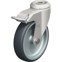 Stainless Steel Thermoplastic Elastomer Caster, Swivel with Brake, 5" (127 mm) Dia., 265 lbs. (120 kg.) Capacity NRZ Safety Inc.