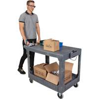 Flat-Shelf Utility Service Cart, 2 Tiers, 25-1/4" x 32-1/4" x 44", 550 lbs. Capacity NRZ Safety Inc.