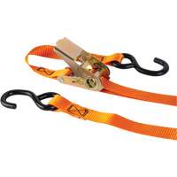 Ratchet Strap, S-Hook, 12' W x 1" L, 2200 lbs. (998 kg) Working Load Limit NRZ Safety Inc.