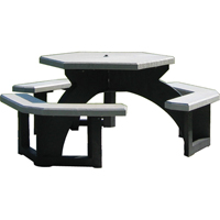 Recycled Plastic Hexagon Picnic Tables, 78" L x 78" W, Grey NRZ Safety Inc.