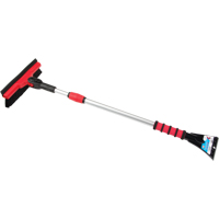 Snow Brush With Pivot Head, Telescopic, Rubber Squeegee Blade, 52" Long, Black/Red NRZ Safety Inc.