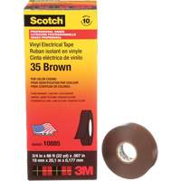 Ruban isolant en vinyle pour codification par couleur Scotch, 19 mm (3/4") la x 20 m (66') lo, 7 mils, Brun NRZ Safety Inc.