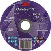 Cubitron 3 Cut-Off Wheel, 5" x 0.045", 7/8" Arbor, Type 1, Ceramic, 12250 RPM NRZ Safety Inc.