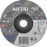 Meule &agrave; tronçonner m&eacute;tallique pour coupe &agrave; angle droit RightCut, 6" x 0,045", Arbre de 7/8", Type 27/42, Oxyde d'aluminium, 10190 Tr/min NRZ Safety Inc.