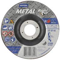 Meule &agrave; tronçonner m&eacute;tallique pour coupe &agrave; angle droit RightCut, 4-1/2" x 0,045", Arbre de 7/8", Type 27, Oxyde d'aluminium, 13580 Tr/min NRZ Safety Inc.