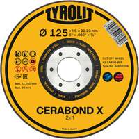 CERABOND X Cut-Off Wheel for Steel & Stainless Steel, 5" x 0.6", 7/8" Arbor, Type 27, Ceramic, 12250 RPM NRZ Safety Inc.