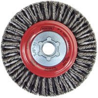 Brosse &agrave; fils nou&eacute;s pour cordons de soudure pour meuleuse angulaire, Dia. 4", Fils 0,02", Arbre 5/8"-11, Acier NRZ Safety Inc.
