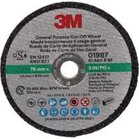 General Purpose Cut-Off Wheel, 01987, 3" x 0.04"/1/32", 3/8" Arbor, Aluminum Oxide NRZ Safety Inc.