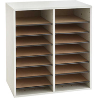 Adjustable Compartment Literature Organizer, Stationary, 16 Slots, Wood, 19-1/2" W x 11-3/4" D x 21" H NRZ Safety Inc.
