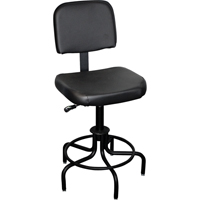 6000 Series Stool with Back, Stationary, Adjustable, 26" - 31", Vinyl Seat, Black NRZ Safety Inc.