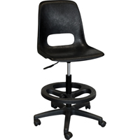 800 Series Classroom Stool with Back, Mobile, Adjustable, 21" - 28", Polypropylene Seat, Grey NRZ Safety Inc.