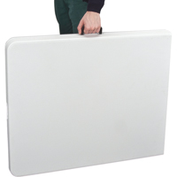 Fold-in-Half Table, Rectangular, 72" L x 30" W, Polyethylene, White NRZ Safety Inc.