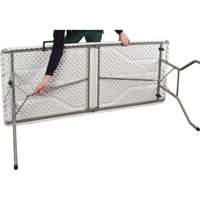 Fold-in-Half Table, Rectangular, 72" L x 30" W, Polyethylene, White NRZ Safety Inc.