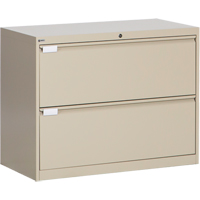 Lateral Filing Cabinet, Steel, 2 Drawers, 36" W x 18" D x 27-7/8" H, Beige NRZ Safety Inc.