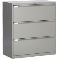 Lateral Filing Cabinet, Steel, 3 Drawers, 36" W x 18" D x 40-1/16" H, Grey NRZ Safety Inc.