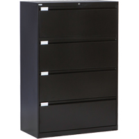 Lateral Filing Cabinet, Steel, 4 Drawers, 36" W x 18" D x 53-3/8" H, Black NRZ Safety Inc.