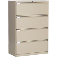 Lateral Filing Cabinet, Steel, 4 Drawers, 36" W x 18" D x 53-3/8" H, Beige NRZ Safety Inc.