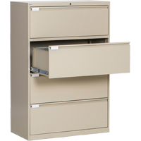 Lateral Filing Cabinet, Steel, 4 Drawers, 36" W x 18" D x 53-3/8" H, Beige NRZ Safety Inc.