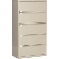 Lateral Filing Cabinet, Steel, 5 Drawers, 36" W x 18" D x 65-1/2" H, Beige NRZ Safety Inc.