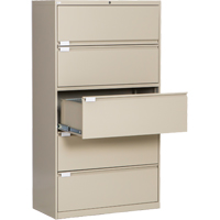 Lateral Filing Cabinet, Steel, 5 Drawers, 36" W x 18" D x 65-1/2" H, Beige NRZ Safety Inc.