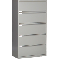 Lateral Filing Cabinet, Steel, 5 Drawers, 36" W x 18" D x 65-1/2" H, Grey NRZ Safety Inc.