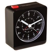 Desk Alarm Clock, Analog, Battery Operated, 3.5" W x 1.5" D x 3.75" H, Black NRZ Safety Inc.