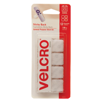 Fastener Squares, Hook & Loop, 7/8" Dia., Adhesive, White NRZ Safety Inc.