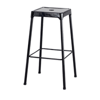 Bistro Stool, Stationary, Fixed, 29", Steel Seat, Black NRZ Safety Inc.