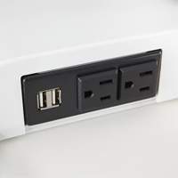 Soar Sit/Stand Electric Desk with Dual Monitor Arm, Desktop Unit, 37-1/4" H x 27-3/4" W x 22" D, White NRZ Safety Inc.