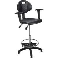 Heavy-Duty Ergonomic Stool with Adjustable Arm Rests, Stationary, Adjustable, 39" - 48", Polyurethane Seat, Black NRZ Safety Inc.