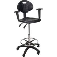 Heavy-Duty Ergonomic Stool with Adjustable Arm Rests & Nylon Stem Casters, Mobile, Adjustable Height, 250 lbs. Capacity NRZ Safety Inc.