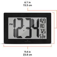 Self-Setting & Self-Adjusting Wall Clock with Stand, Digital, Battery Operated, Black NRZ Safety Inc.