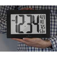 Self-Setting & Self-Adjusting Wall Clock with Stand, Digital, Battery Operated, Black NRZ Safety Inc.