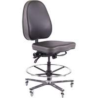 TF180 Ergonomic Industrial Chair, Mobile, Adjustable, Vinyl Seat, Black NRZ Safety Inc.