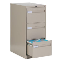 Vertical Filing Cabinet with Recessed Drawer Handles, 3 Drawers, 18.15" W x 26.56" D x 40" H, Beige NRZ Safety Inc.