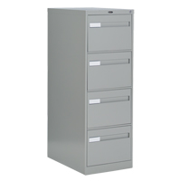 Vertical Filing Cabinet with Recessed Drawer Handles, 4 Drawers, 18.15" W x 26.56" D x 52" H, Grey NRZ Safety Inc.