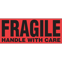 "Fragile Handle with Care" Special Handling Labels, 5" L x 2" W, Black on Red NRZ Safety Inc.