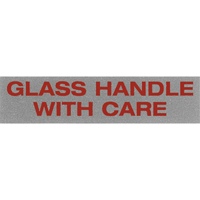 "Glass Handle with Care" Special Handling Labels, 5" L x 2" W, Black on Red NRZ Safety Inc.