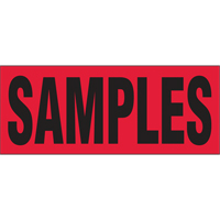 "Samples" Special Handling Labels, 5" L x 2" W, Black on Red NRZ Safety Inc.